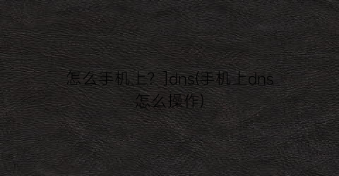 “怎么手机上？]dns(手机上dns怎么操作)